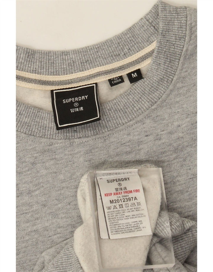 Superdry Herren-Sweatshirt-Pullover aus mittelgrau gefleckter Baumwolle
