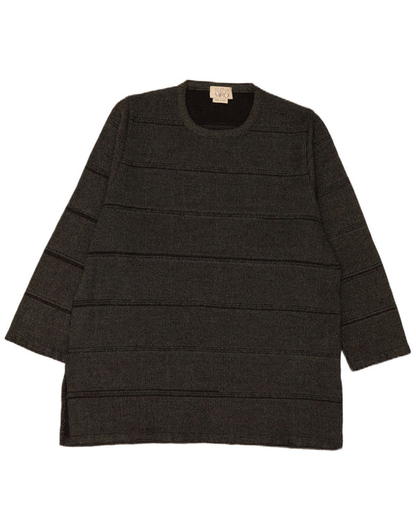 ELENA MIRO Damen-Pullover mit Rundhalsausschnitt, Gr. 18, XL, Khaki, gestreift, Viskose