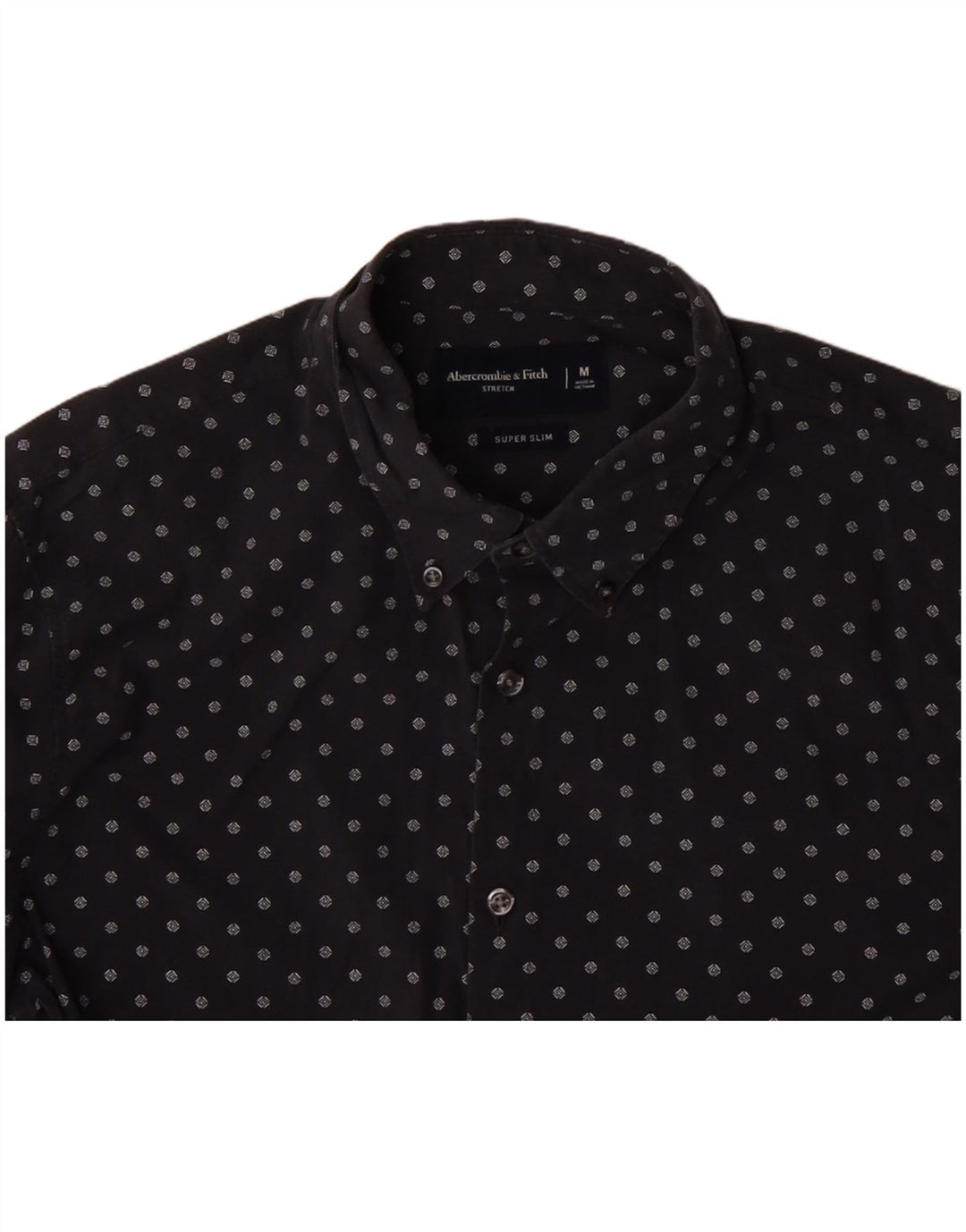 ABERCROMBIE & FITCH Mens Slim Shirt Medium Black Geometric Cotton