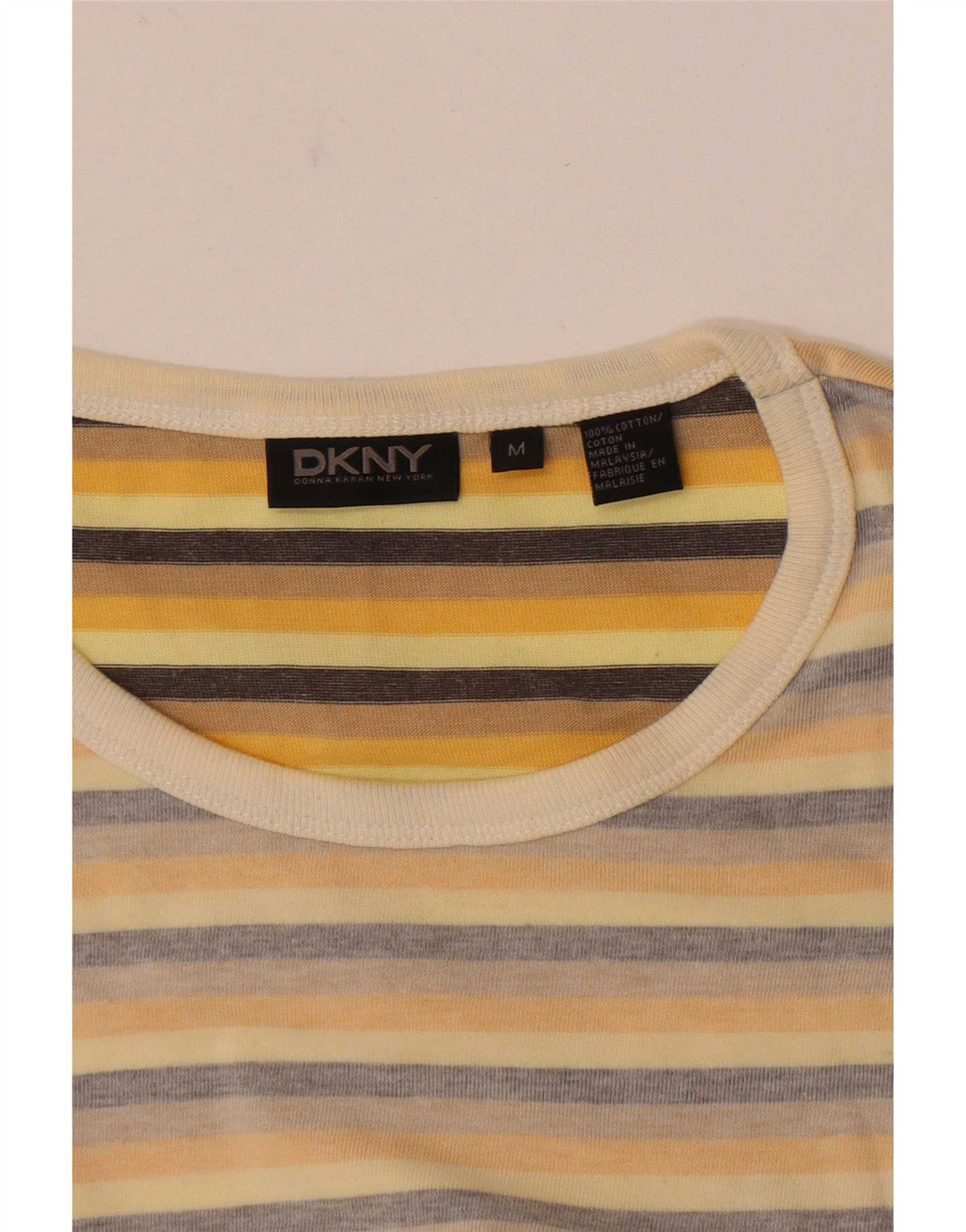 Dkny Herren-T-Shirt-Oberteil aus mittelbeiger, gestreifter Baumwolle