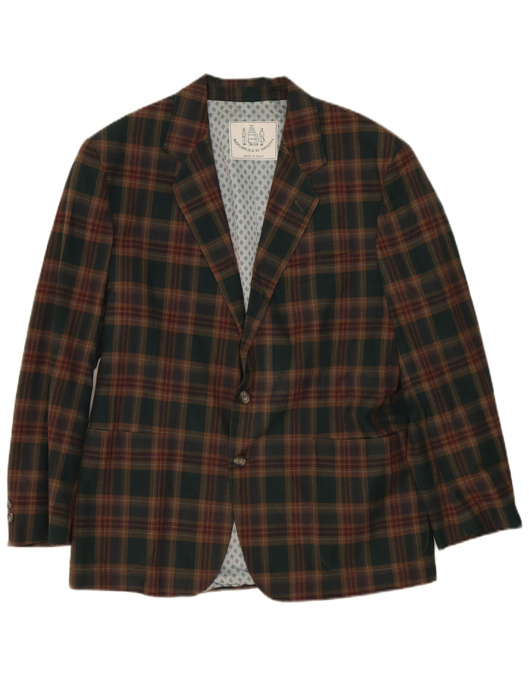 Vintage Herren-Blazer mit 2 Knöpfen, Gr. 40, groß, grün kariert