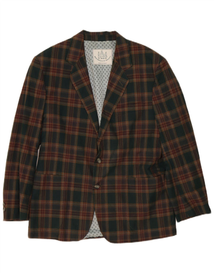 Vintage Herren-Blazer mit 2 Knöpfen, Gr. 40, groß, grün kariert