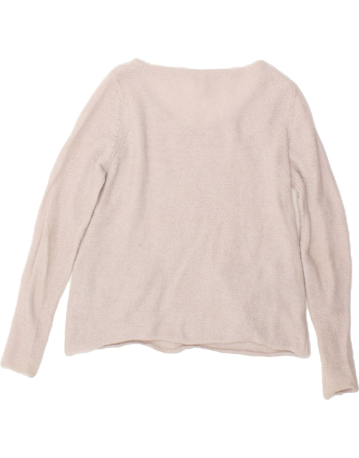 WHITE STUFF Womens Boat Neck Jumper Sweater UK 10 Small Beige Acrylic Vintage White Stuff and Second-Hand White Stuff from Messina Hembry 