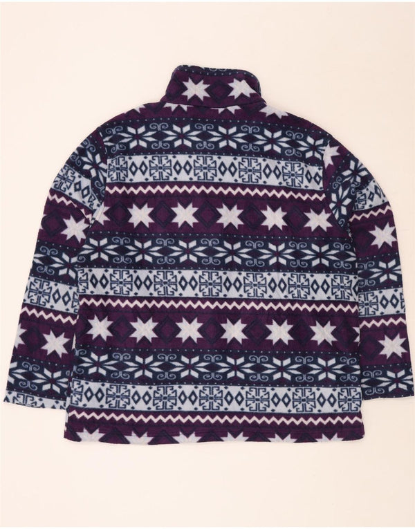 VINTAGE Damen Fleecejacke UK 22 3XL Lila Fair Isle Viskose