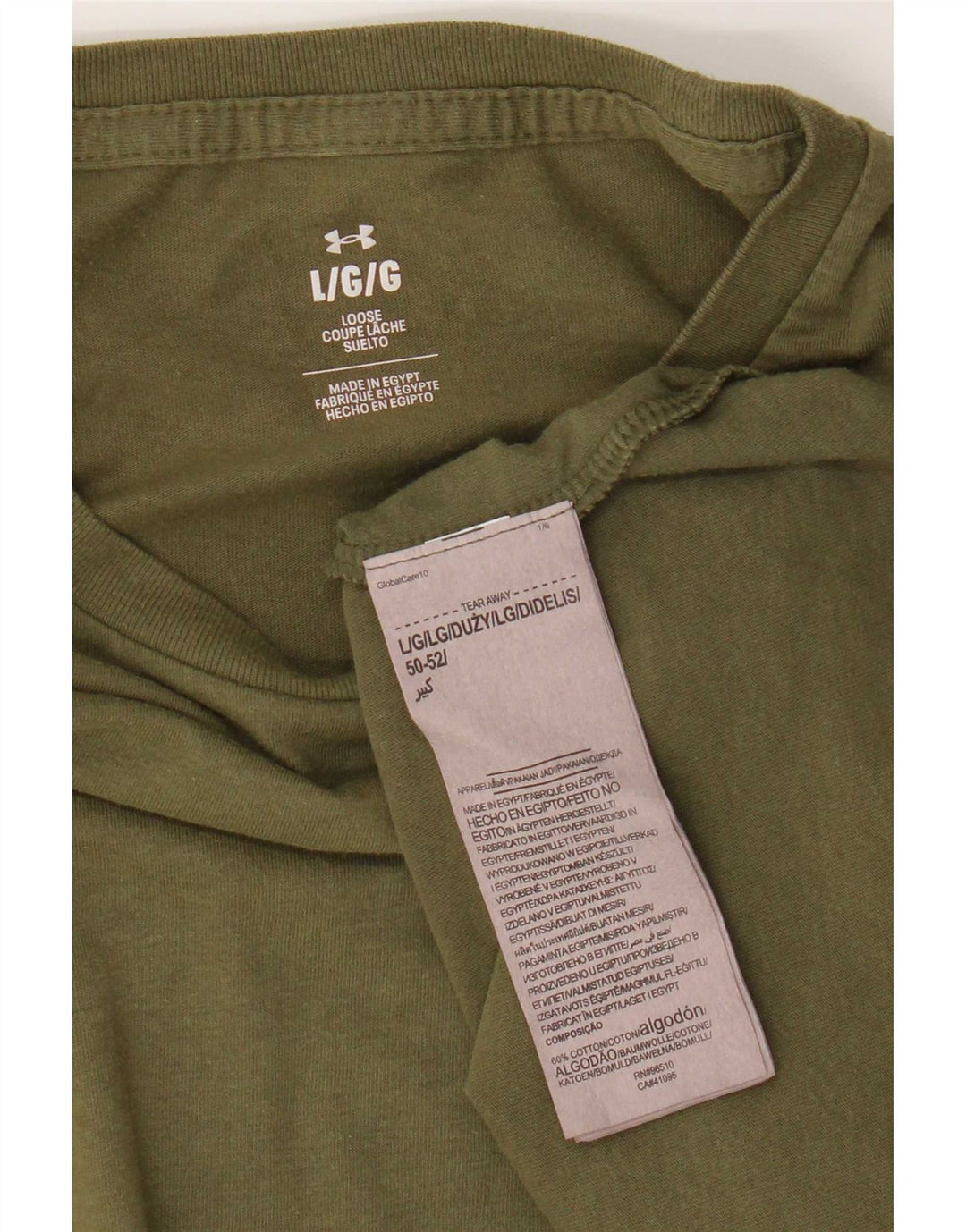 Under Armour Herren T-Shirt Top Large Khaki Baumwolle