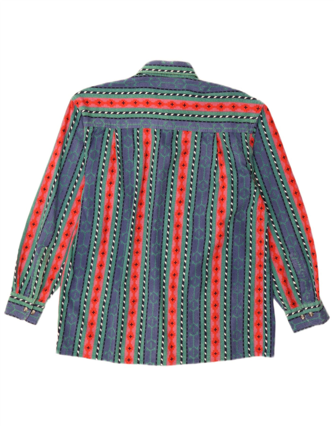 VINTAGE Herren Flanellhemd Größe 38 Mittelblau gestreifte Baumwolle