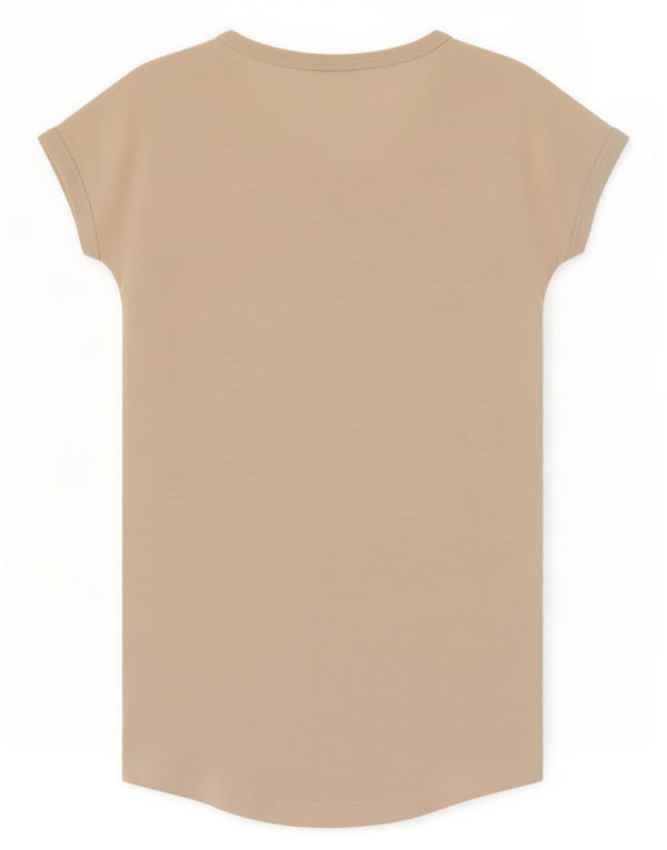Zara Damen Grafik-T-Shirt-Kleid UK 10 Small Beige