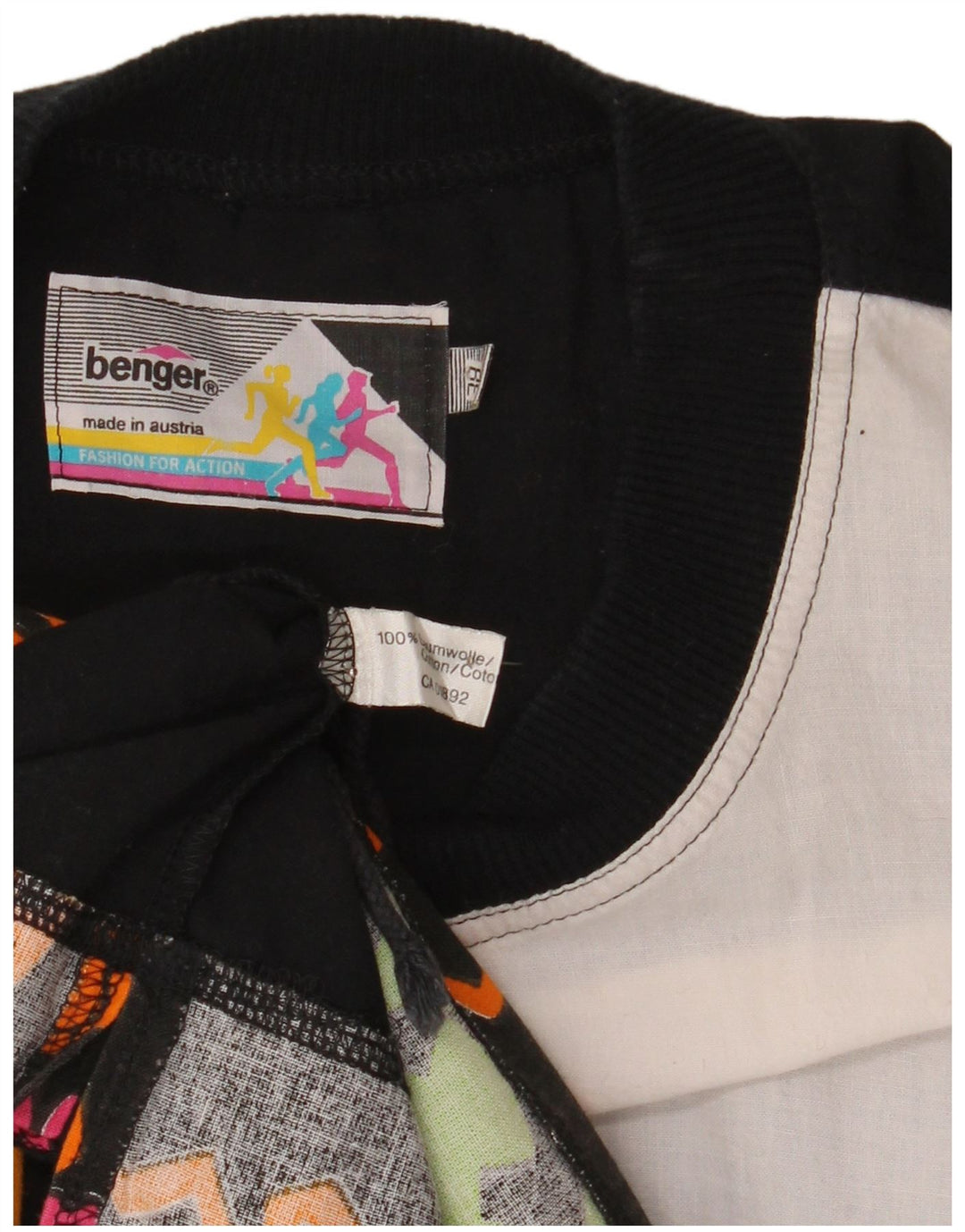 BENGER Damen Grafik-Top mit 3/4-Ärmeln, EU 38, Mittelschwarz, Farbblock