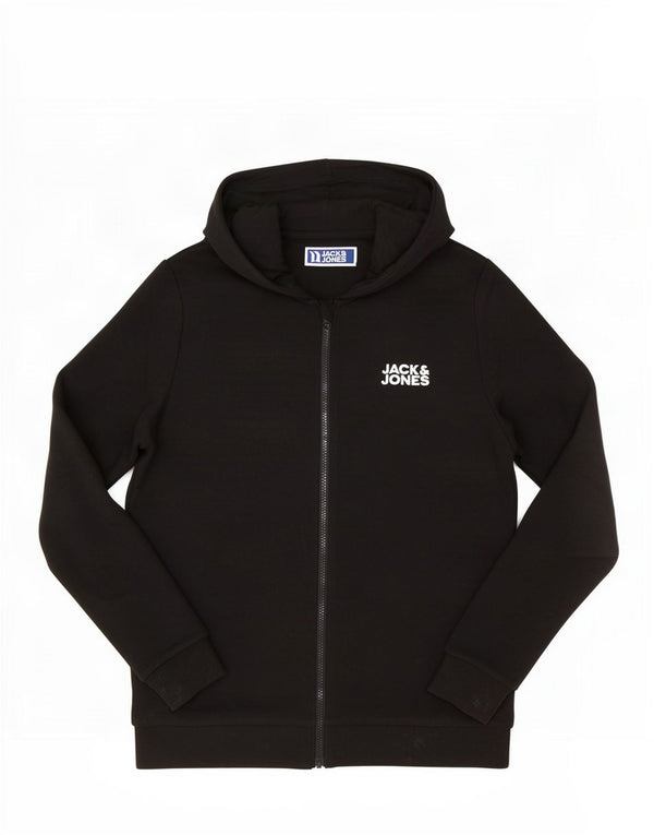 Jack & Jones Jungen-Kapuzenpullover mit Reißverschluss, 15–16 Jahre, schwarze Baumwolle