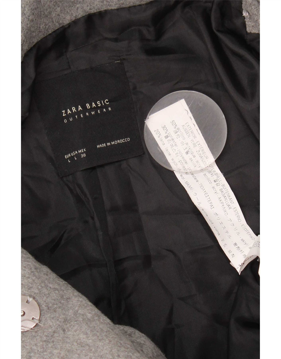 Zara Damen-Windbreakerjacke mit Kapuze, Gr. 14, großes graues Acryl