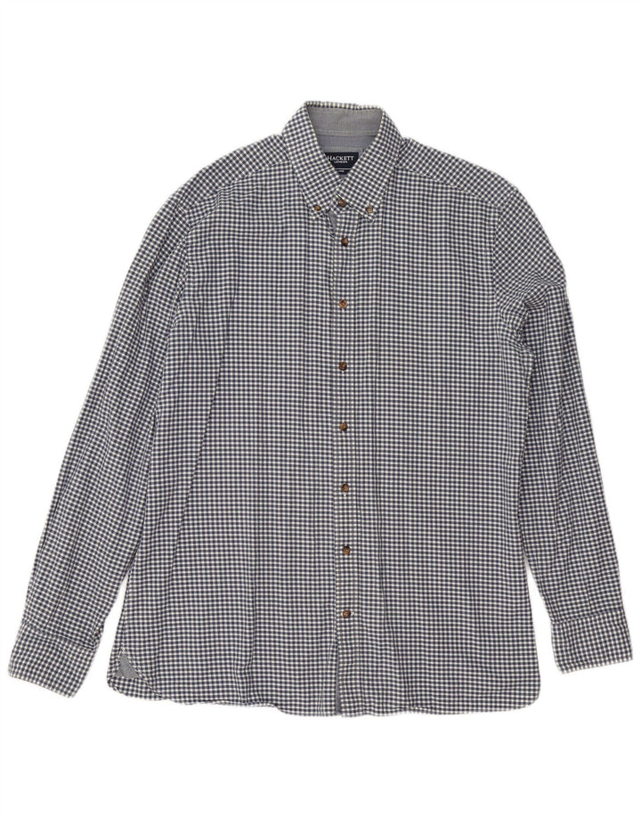 Hackett Herren-Slim-Fit-Hemd, groß, marineblau, Gingham-Baumwolle