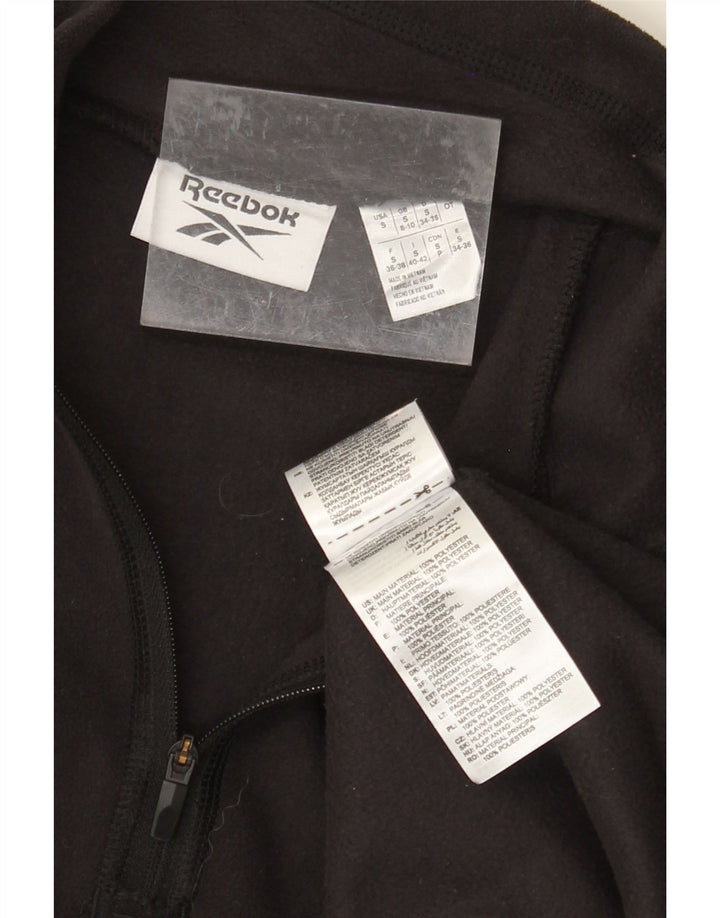 REEBOK Womens Zip Neck Fleece Jumper UK 8/10 Small Black Polyester