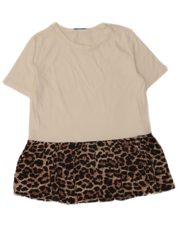 Zara Trafaluc-Blusenoberteil für Damen, UK 10, Größe S, weiß, Baumwolle mit Animal-Print