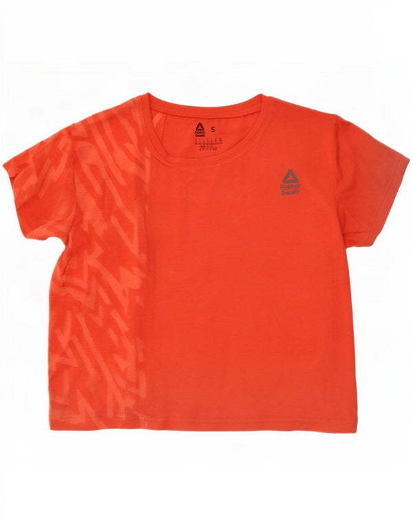 Adidas Damen Cross Fit Crop Graphic T-Shirt Top UK 8/10 Small Orange