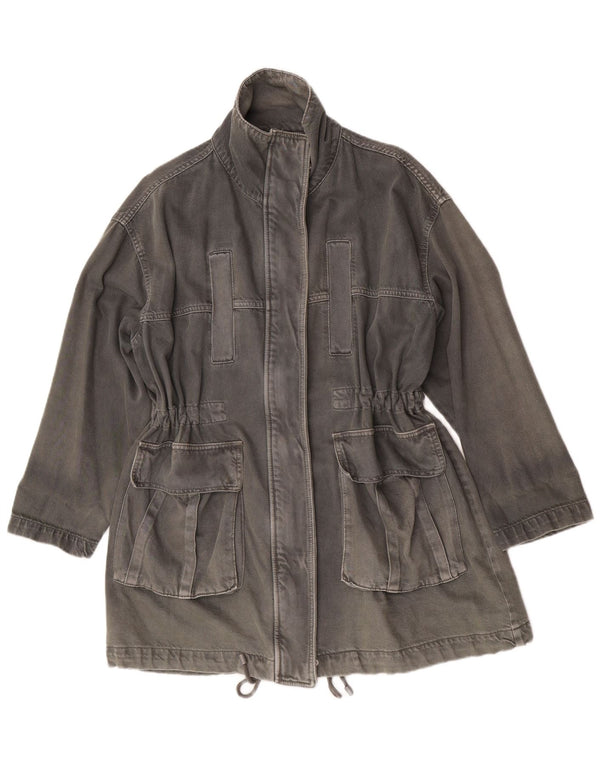 Zara Damen Übergroßer Jeansmantel UK 10 Small Graue Baumwolle