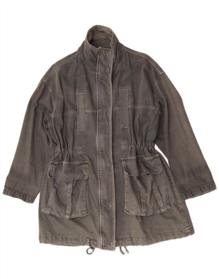 Zara Damen Übergroßer Jeansmantel UK 10 Small Graue Baumwolle