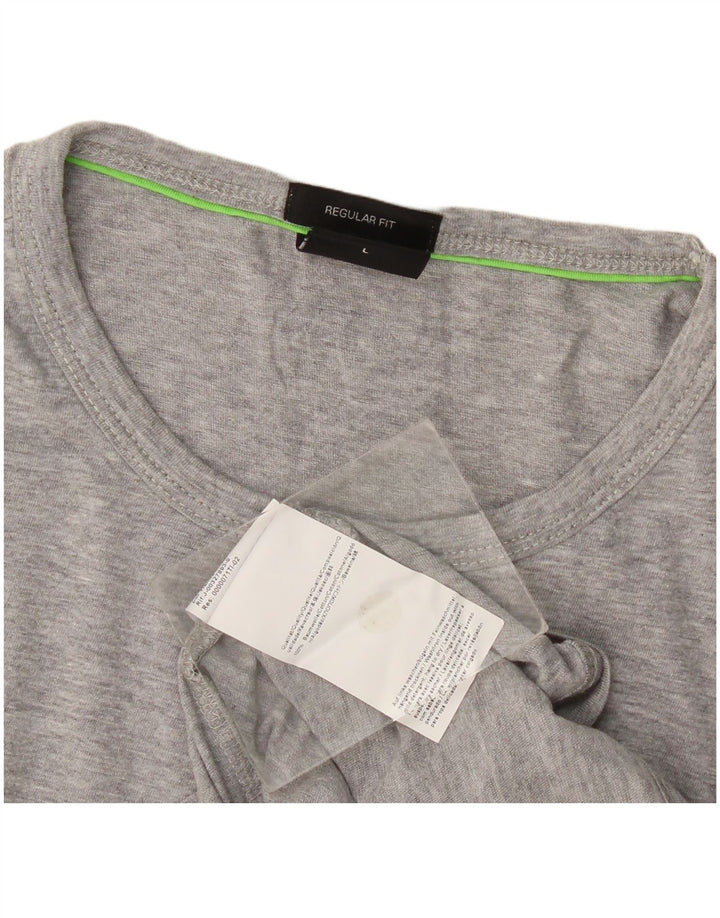 Hugo Boss Herren-T-Shirt mit normaler Passform, Grafik, Größe L, Grau, Baumwolle