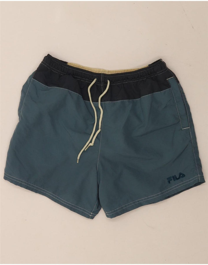 Fila Herren Badeshorts mit Grafik, XS, Blau, Colourblock-Polyamid