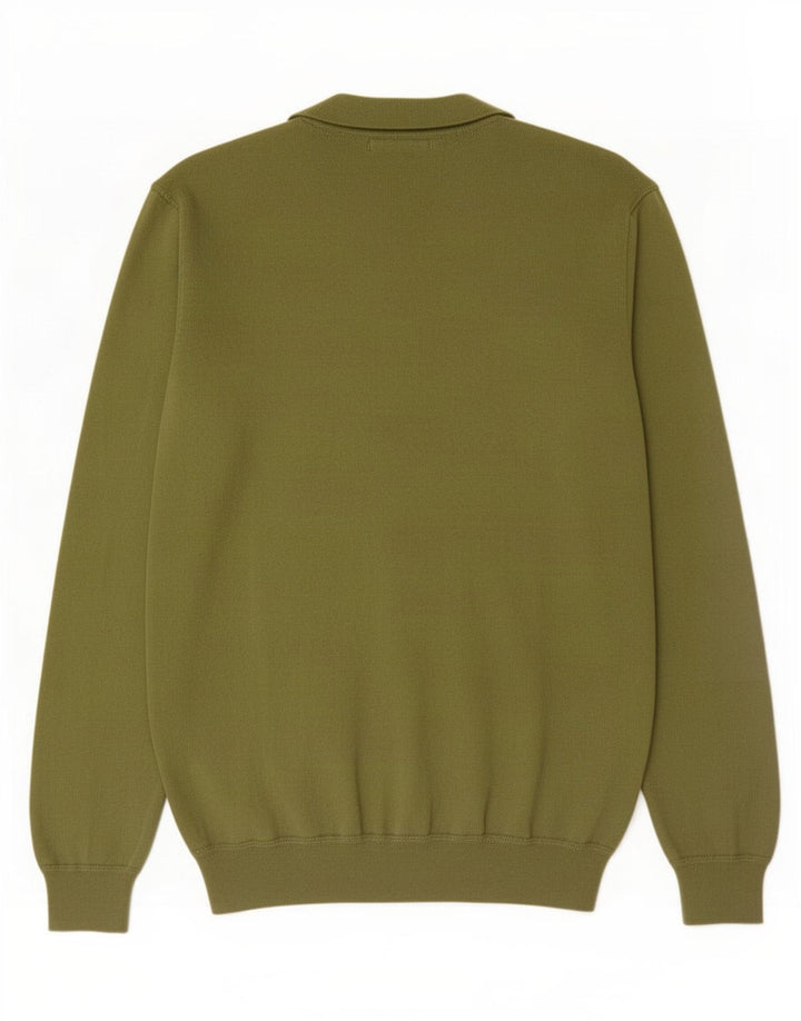 Rifle Herren-Pullover mit V-Ausschnitt aus mittelgrüner Baumwolle