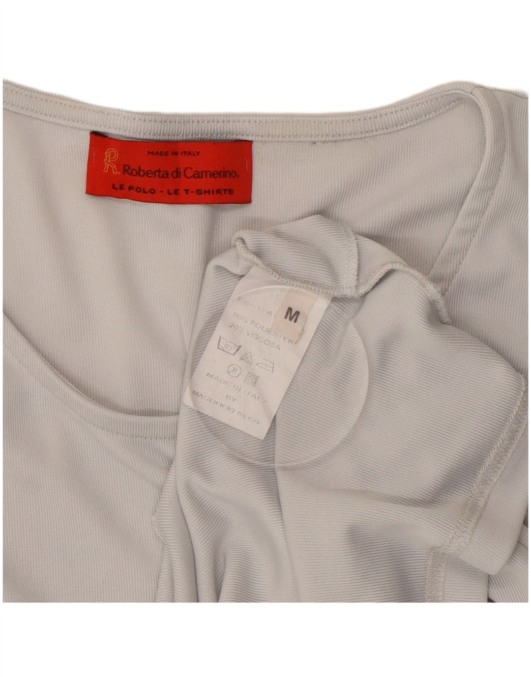 ROBERTA DI CAMERINO Damen T-Shirt Top UK 14 Mittelgraues Polyester