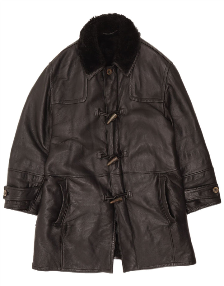 Vintage Herren Shearling Overcoat IT 52 XL Schwarzer Shearling