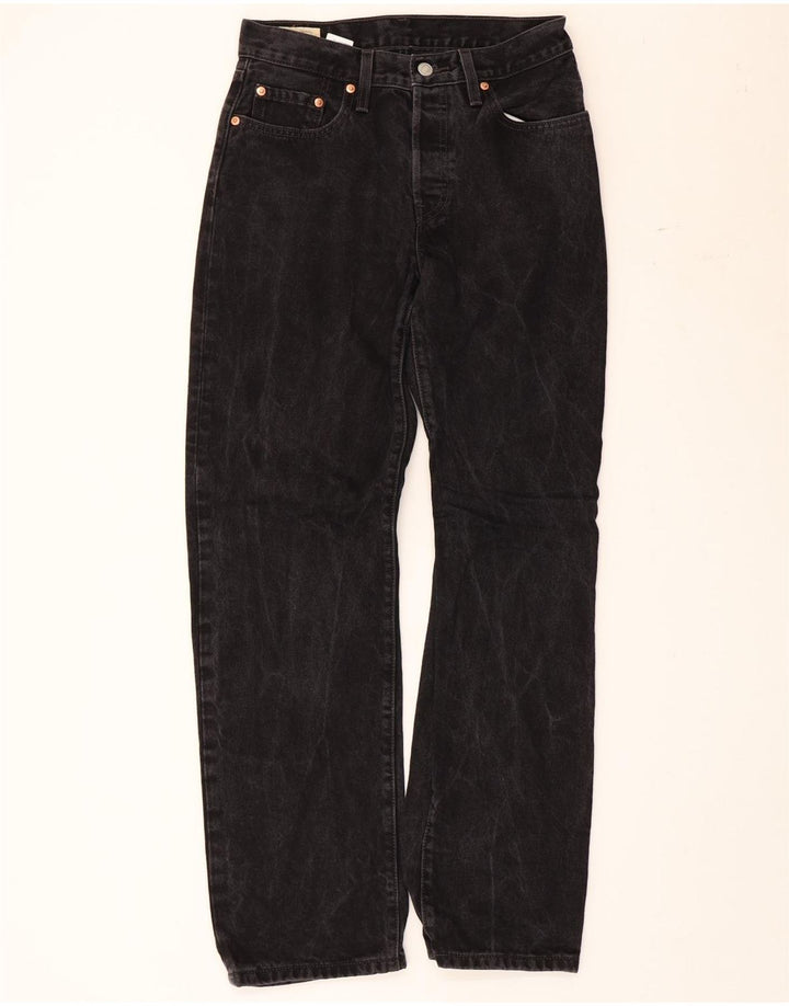 Levi's Damen 501 Straight Jeans W26 L32 Schwarze Baumwolle