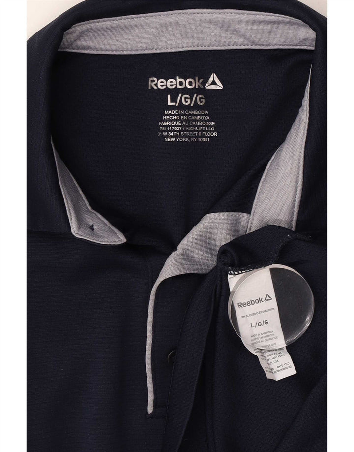 Reebok Herren-Poloshirt, groß, marineblau, Polyester