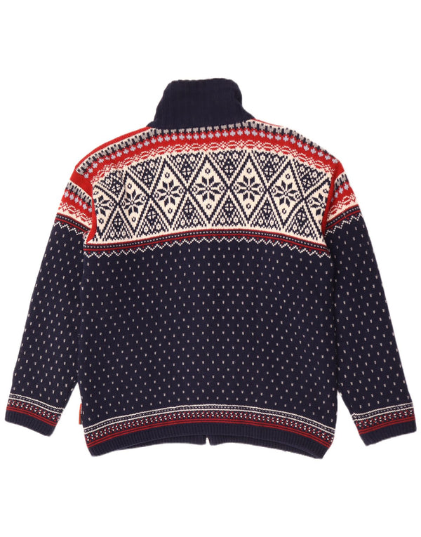 Campagnolo Herren-Strickjacke, groß, marineblau, Fair-Isle-Wolle
