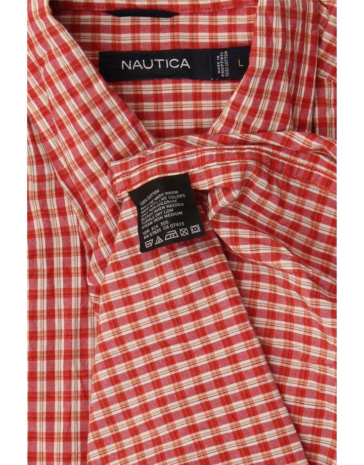 NAUTICA Mens Shirt Large Red Check Cotton Vintage Nautica and Second-Hand Nautica from Messina Hembry 