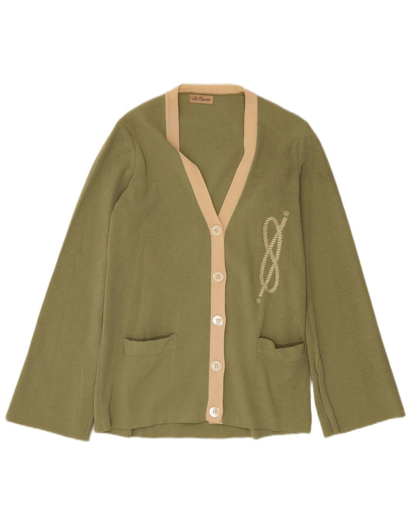 LES COPAINS Damen Strickjacke Pullover UK 4 XS Khaki Wolle