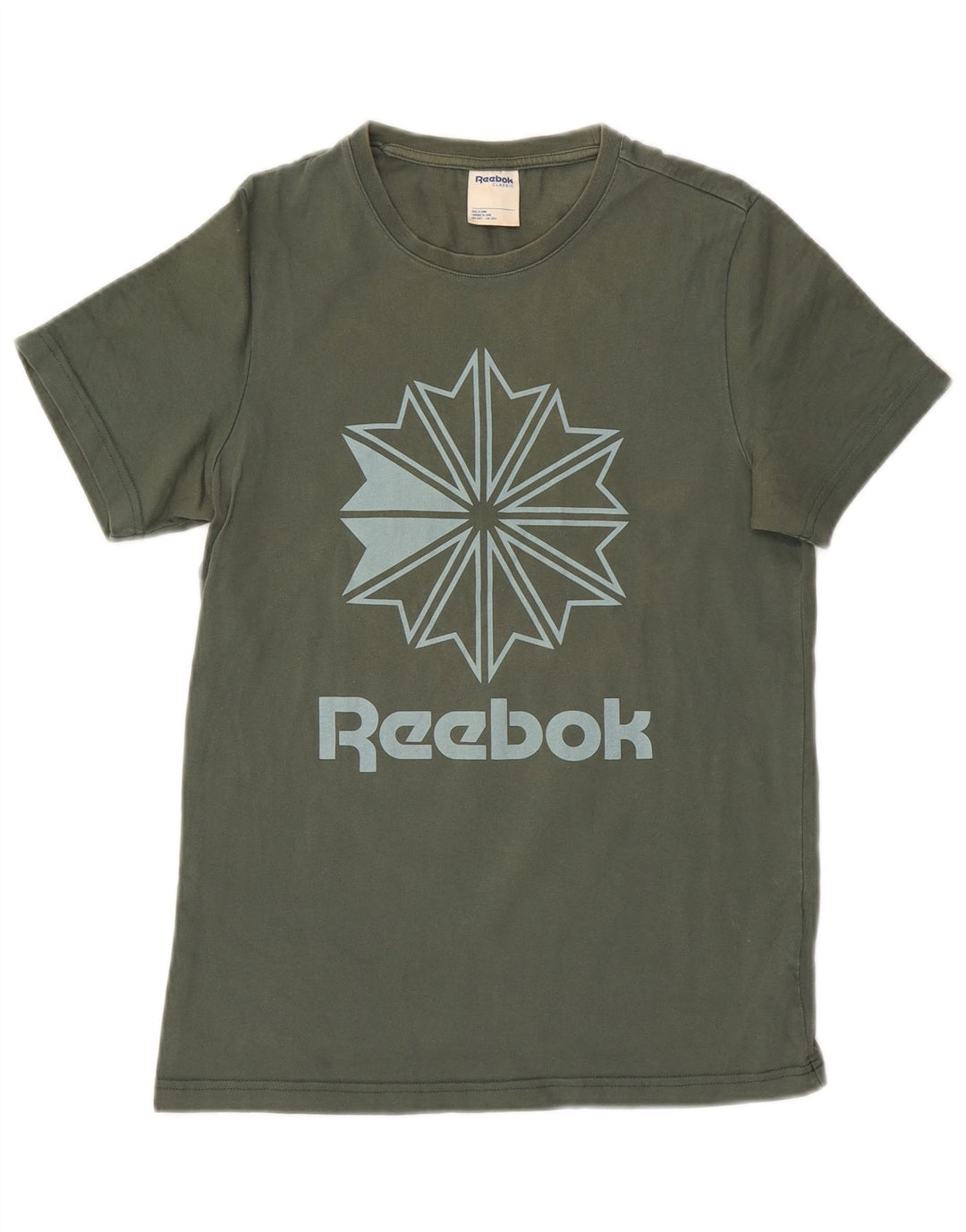 REEBOK Herren T-Shirt mit klassischer Grafik, Größe S, Grün, Baumwolle