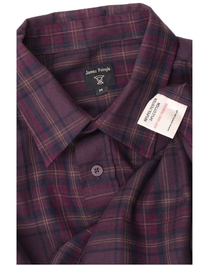 James Pringle Herren-Flanellhemd, Mittelviolett, kariert, Polyester