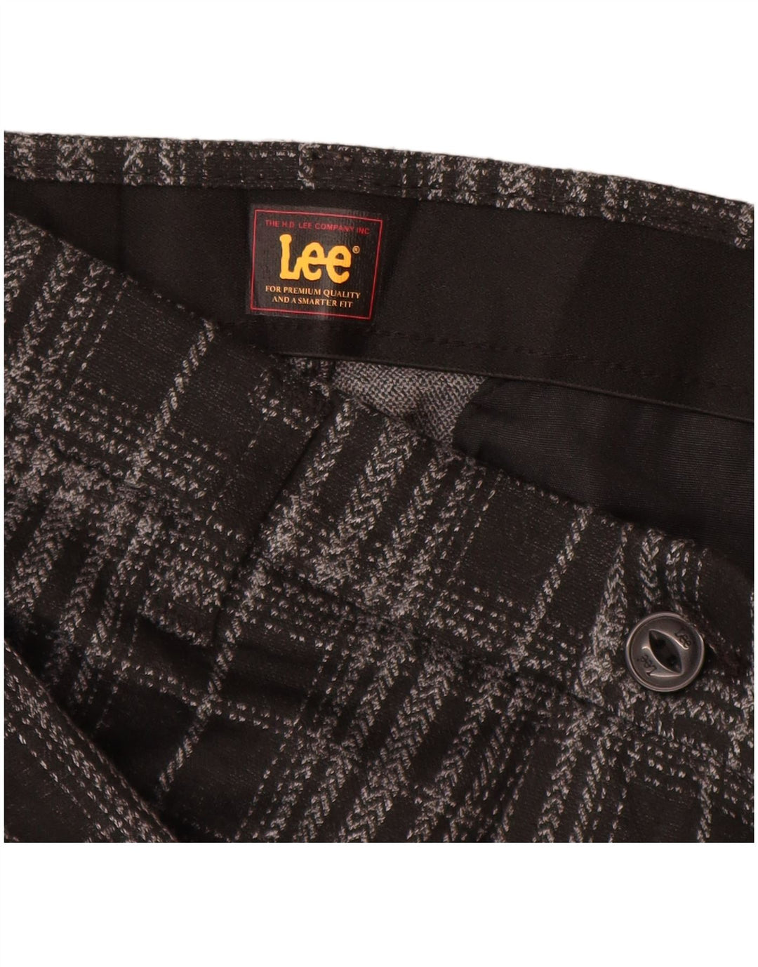 Lee Damen Chinohose US 10 Large W30 L30 Schwarz kariertes Polyester