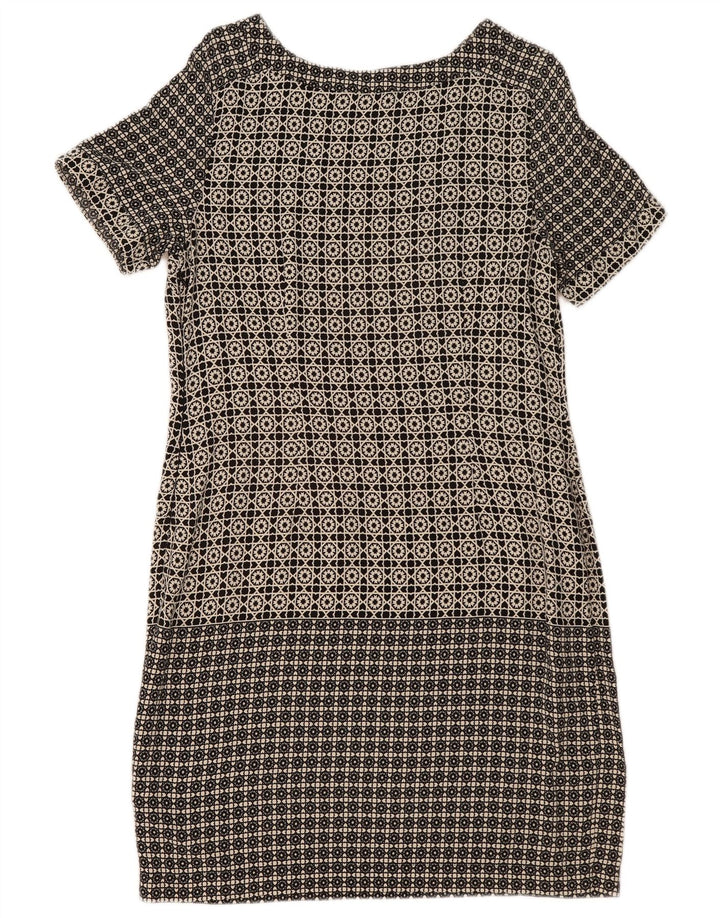 MARKS & SPENCER Damen Etuikleid UK 14 Große schwarze geometrische Viskose