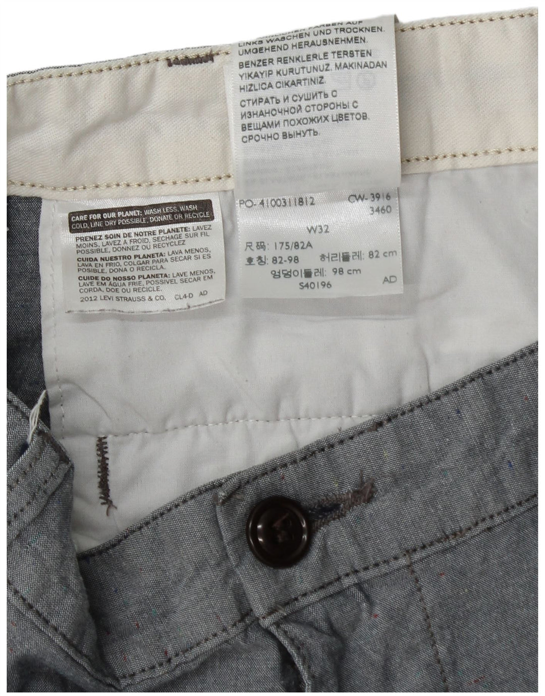 Dockers Herren Chinoshorts W32 mittelgraue Baumwolle