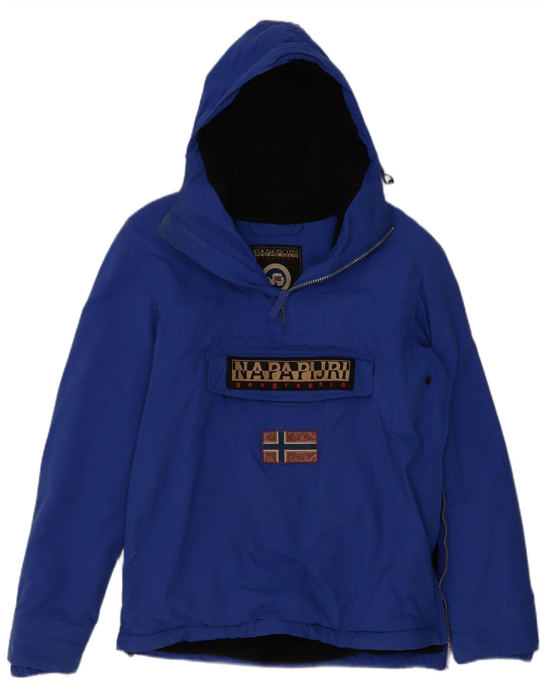 Napapijri Mens Graphic Hooded Anorak Jacket UK 36 Small Blau Polyester