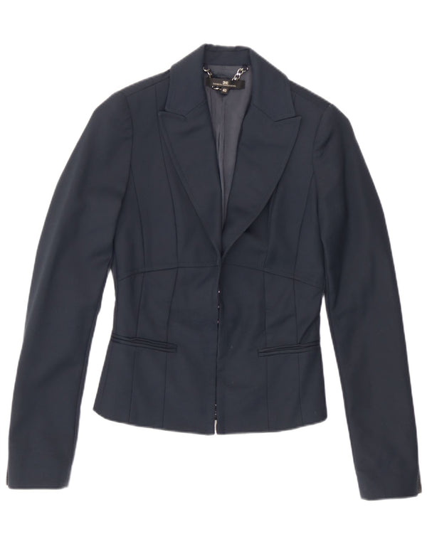 Elisabetta Franchi Damen Blazer Jacke IT 40 Small Marineblau Baumwolle