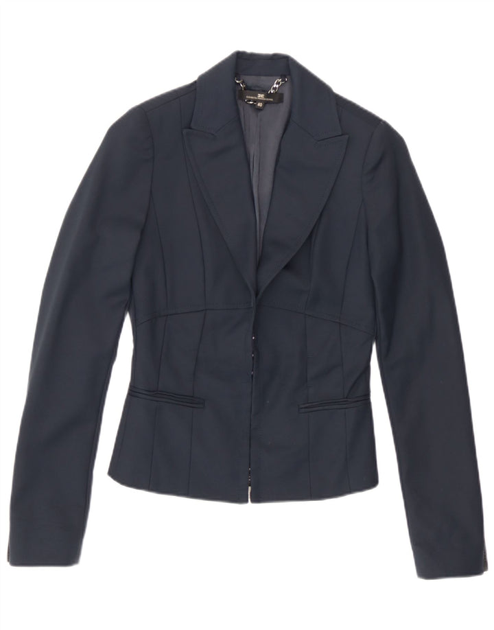 Elisabetta Franchi Damen Blazer Jacke IT 40 Small Marineblau Baumwolle