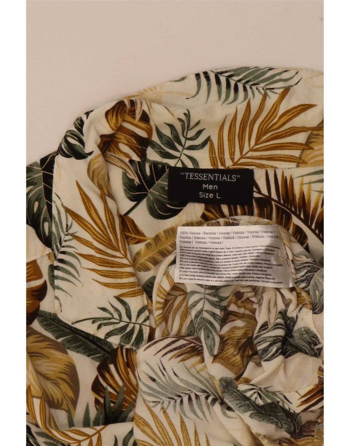 Tessentials Herren Hawaii-Kurzarmhemd, groß, mehrfarbig, Blumenmuster