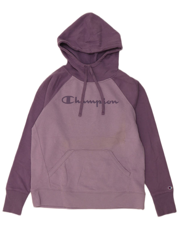 Champion Womens Graphic Hoodie Pullover UK 10 Small Lila Baumwolle