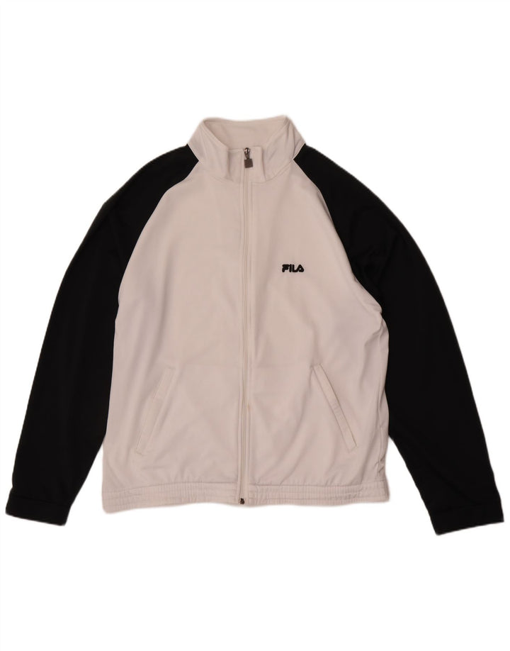 Fila Herren-Trainingsanzug-Oberjacke, mittelweißes Farbblock-Polyester