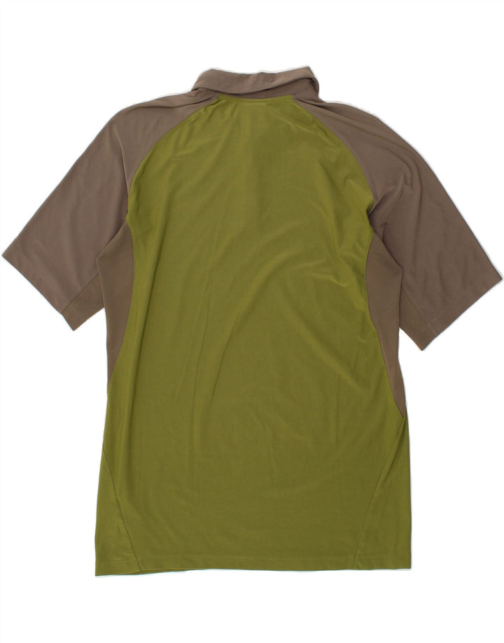 NIKE Herren-Poloshirt UK 42/44, großes grünes Colourblock-Polyester