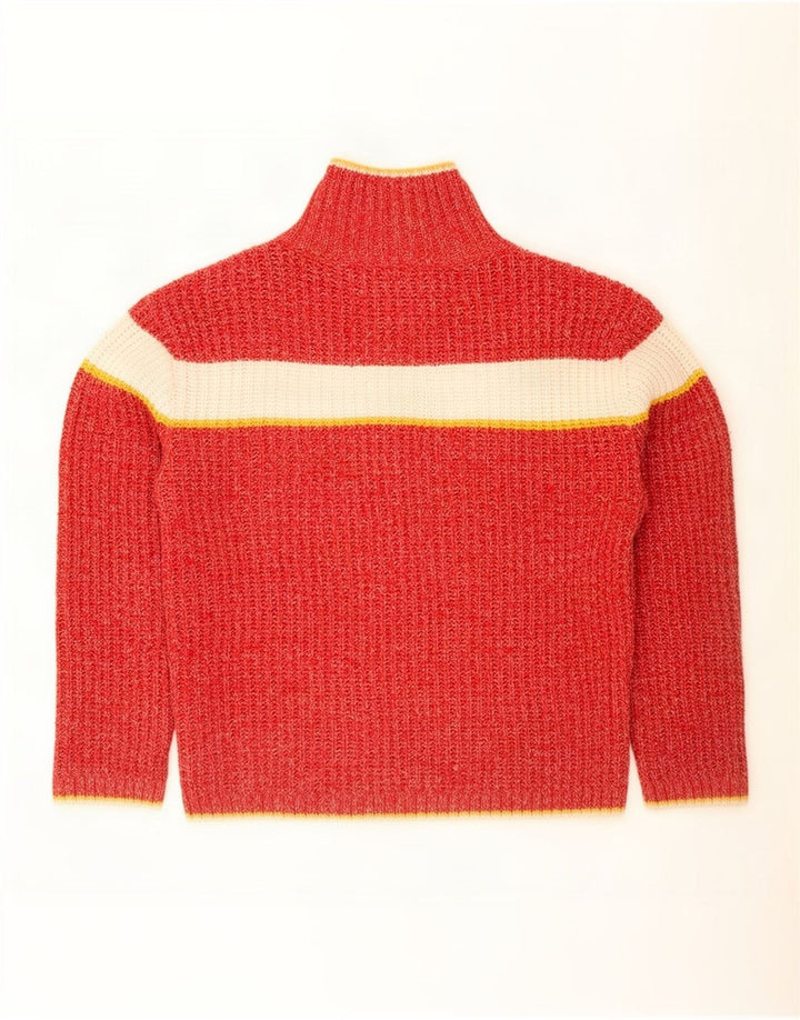 Pit Stop Herren-Cardigan-Pullover aus mittelroter Colourblock-Wolle