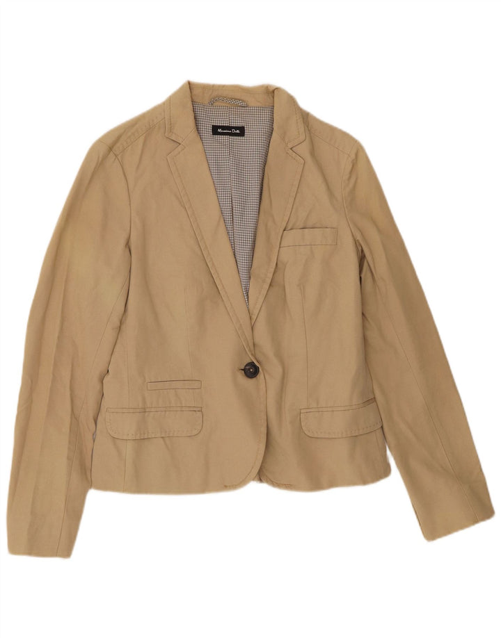 MASSIMO DUTTI Damen-Blazer mit 1 Knopf, EU 40, mittelbeige Baumwolle