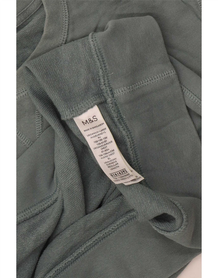 Marks & Spencer Herren-Sweatshirt-Pullover, groß, grüne Baumwolle