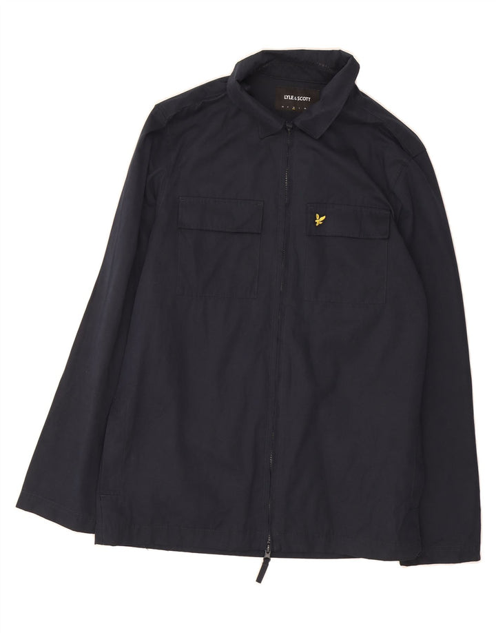 LYLE & SCOTT Mens Utility Jacket UK 38 Medium Navy Blue Polyester Vintage Lyle & Scott and Second-Hand Lyle & Scott from Messina Hembry 