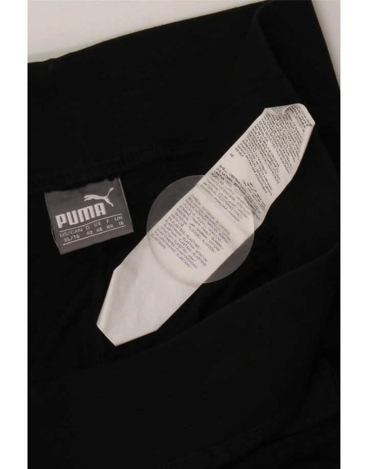 Puma Womens Graphic Leggings UK 16 Große schwarze Baumwolle
