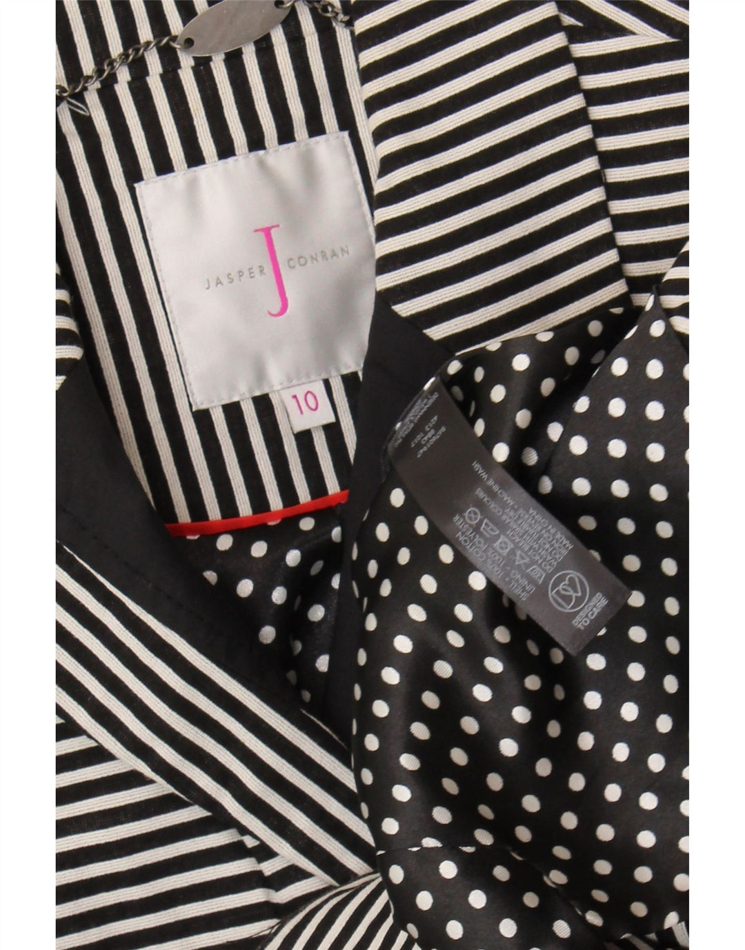 Jasper Conran Damen-Blazerjacke mit 3/4-Ärmeln, Gr. 10, Größe S, Schwarz, Nadelstreifen
