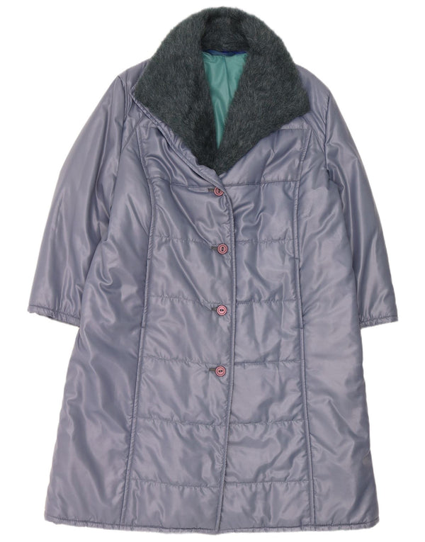 Vintage Damen gepolsterter Mantel IT 53 2XL Blau