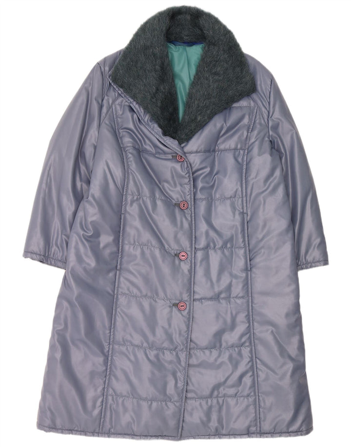 Vintage Damen gepolsterter Mantel IT 53 2XL Blau